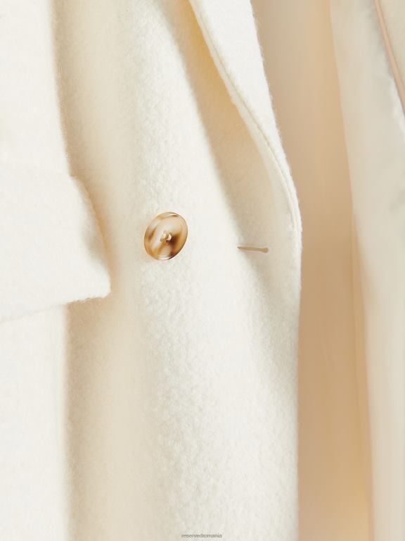 cremă Reserved femei îmbrăcăminte haină bogată în lână 648HZ884