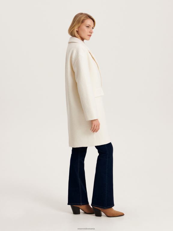 cremă Reserved femei îmbrăcăminte haină bogată în lână 648HZ884