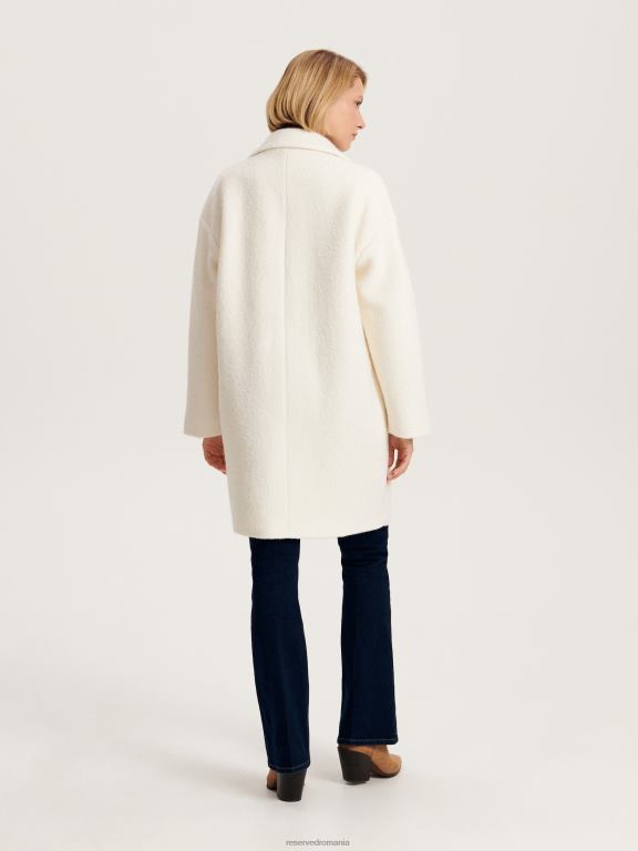 cremă Reserved femei îmbrăcăminte haină bogată în lână 648HZ884
