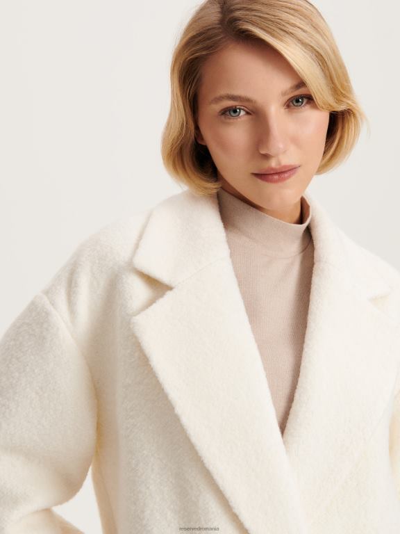 cremă Reserved femei îmbrăcăminte haină bogată în lână 648HZ884