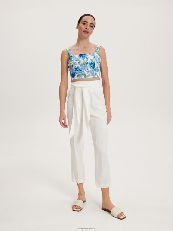 cremă Reserved femei îmbrăcăminte pantaloni cu detaliu cravată 648HZ709