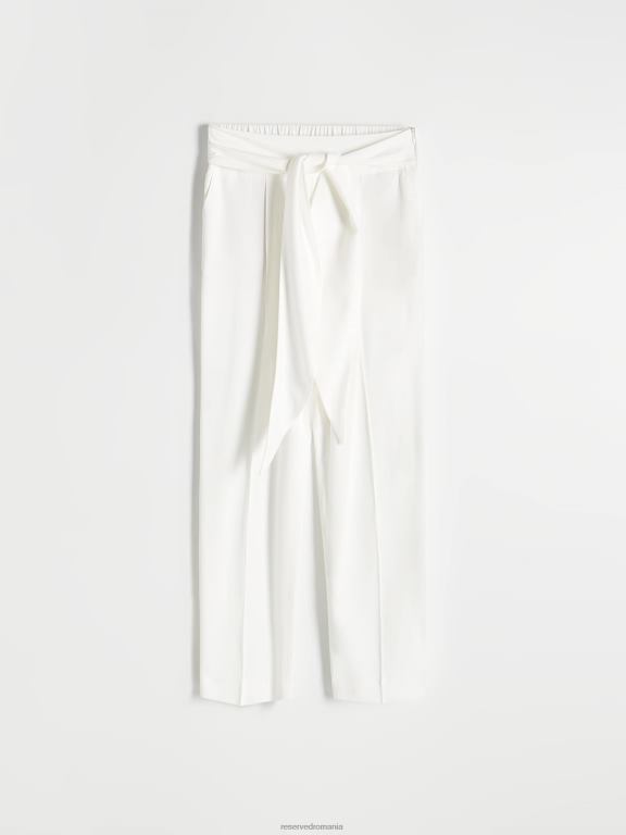 cremă Reserved femei îmbrăcăminte pantaloni cu detaliu cravată 648HZ709