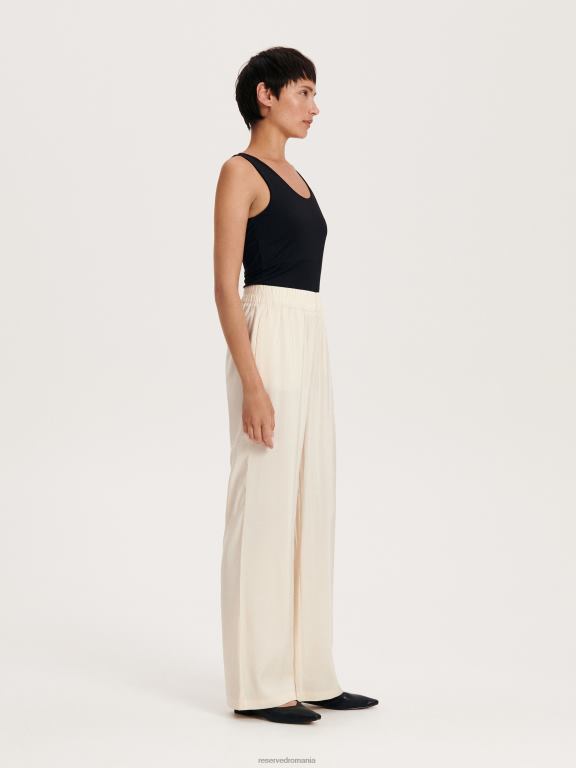 cremă Reserved femei îmbrăcăminte pantaloni din vascoza 648HZ547