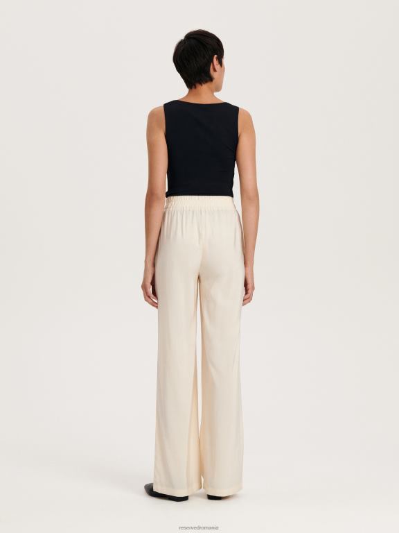 cremă Reserved femei îmbrăcăminte pantaloni din vascoza 648HZ547