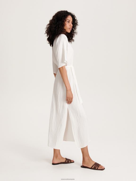 cremă Reserved femei îmbrăcăminte rochie maxi bogata in vascoza 648HZ213