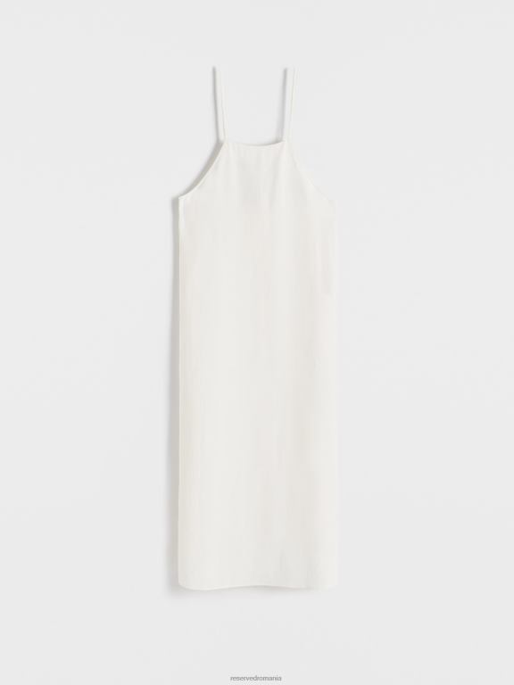 cremă Reserved femei îmbrăcăminte rochie midi cu split 648HZ51