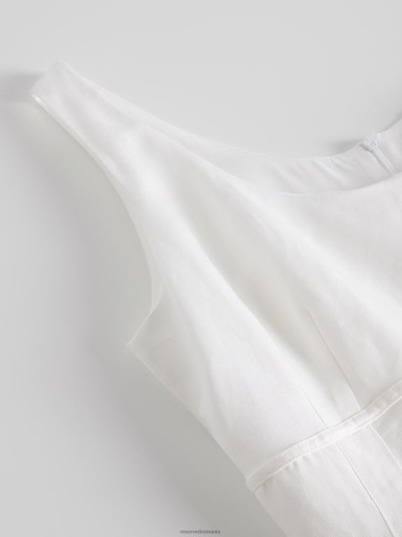 cremă Reserved femei îmbrăcăminte rochie midi din amestec de in 648HZ211