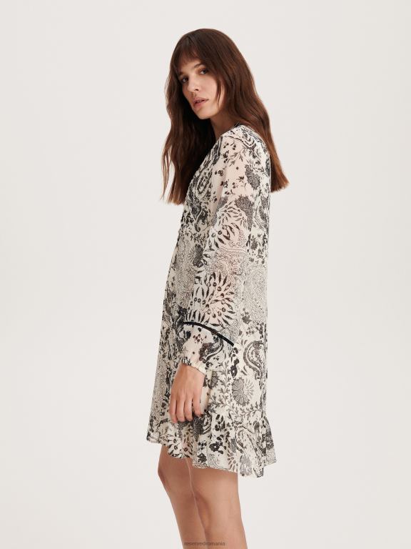 cremă Reserved femei îmbrăcăminte rochie mini cu model 648HZ41