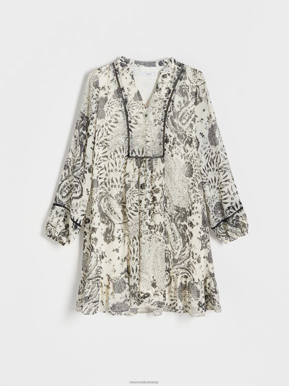 cremă Reserved femei îmbrăcăminte rochie mini cu model 648HZ41