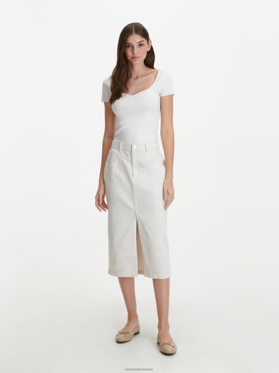 cremă Reserved femei îmbrăcăminte top bogat în viscoză 648HZ358