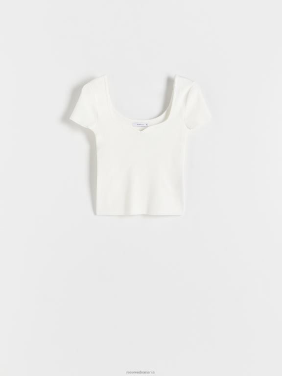 cremă Reserved femei îmbrăcăminte top bogat în viscoză 648HZ358