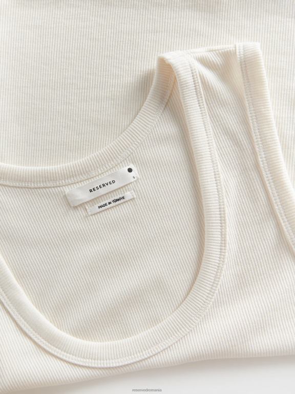 cremă Reserved femei îmbrăcăminte top din amestec de viscoza 648HZ502