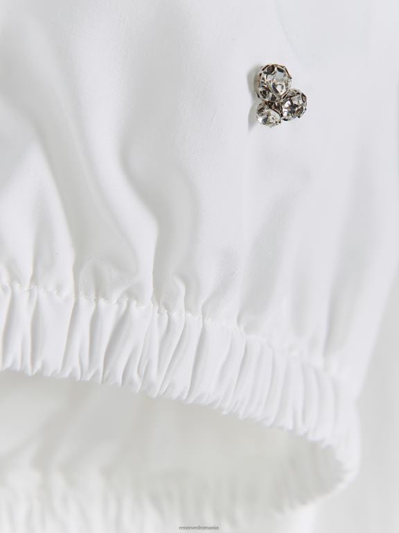 cremă Reserved femei îmbrăcăminte tricou cu maneci bufante 648HZ408