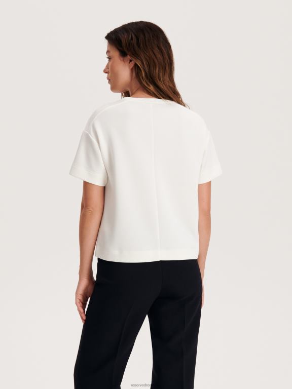 cremă Reserved femei îmbrăcăminte tricou cu potrivire regulata 648HZ376