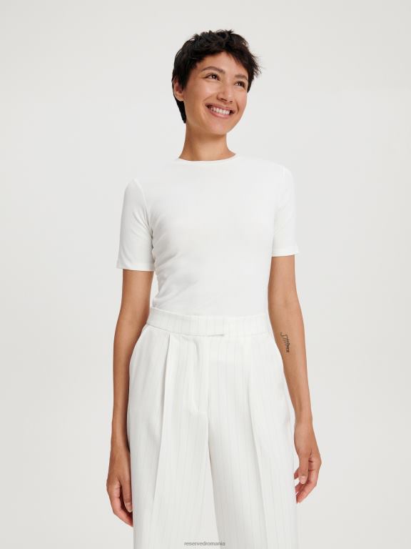cremă Reserved femei îmbrăcăminte tricou cu potrivire regulata 648HZ405