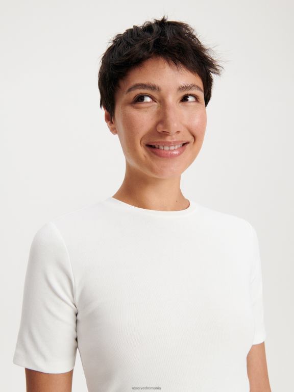 cremă Reserved femei îmbrăcăminte tricou cu potrivire regulata 648HZ405