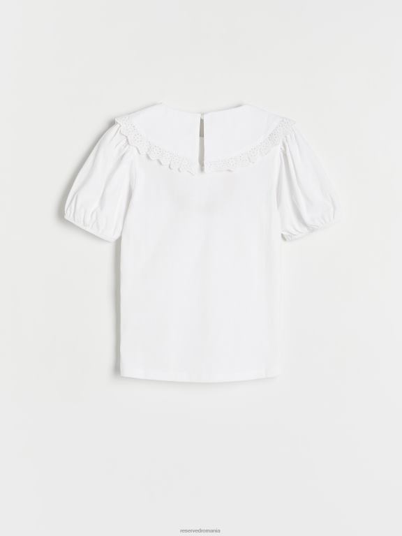 cremă Reserved fetelor îmbrăcăminte bluza cu guler 648HZ1829