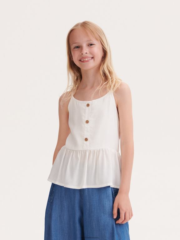 cremă Reserved fetelor îmbrăcăminte bluză cu detaliu cu nasturi 648HZ1964