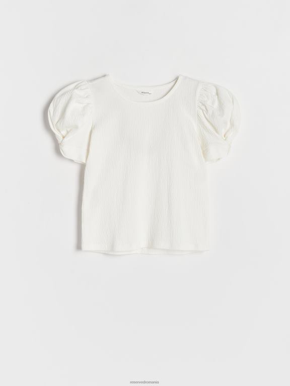 cremă Reserved fetelor îmbrăcăminte bluză cu mâneci bufante 648HZ1983