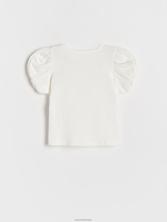 cremă Reserved fetelor îmbrăcăminte bluză cu mâneci bufante 648HZ1983