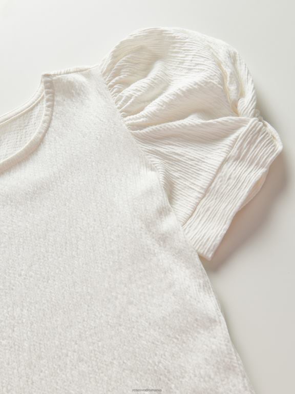 cremă Reserved fetelor îmbrăcăminte bluză cu mâneci bufante 648HZ1983