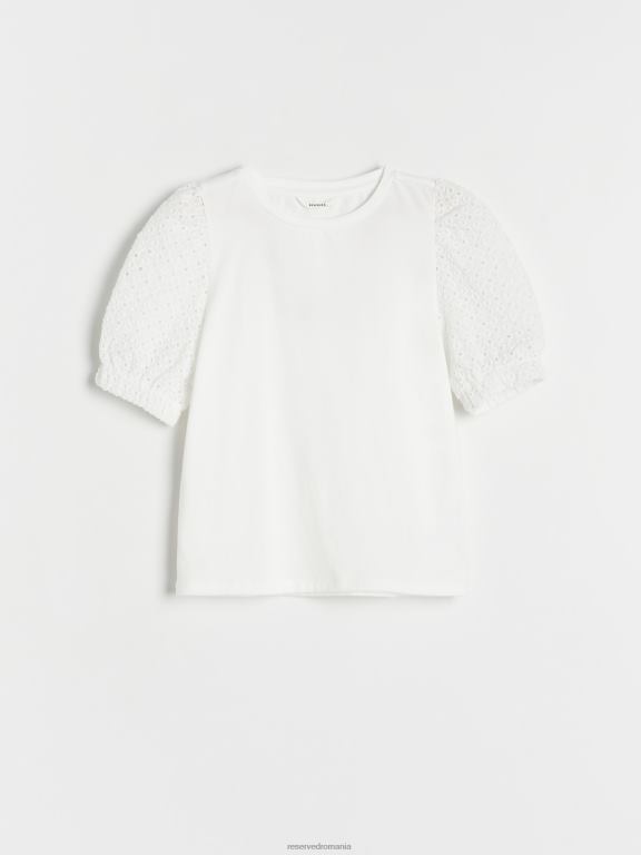 cremă Reserved fetelor îmbrăcăminte bluză cu mâneci decorative 648HZ1835