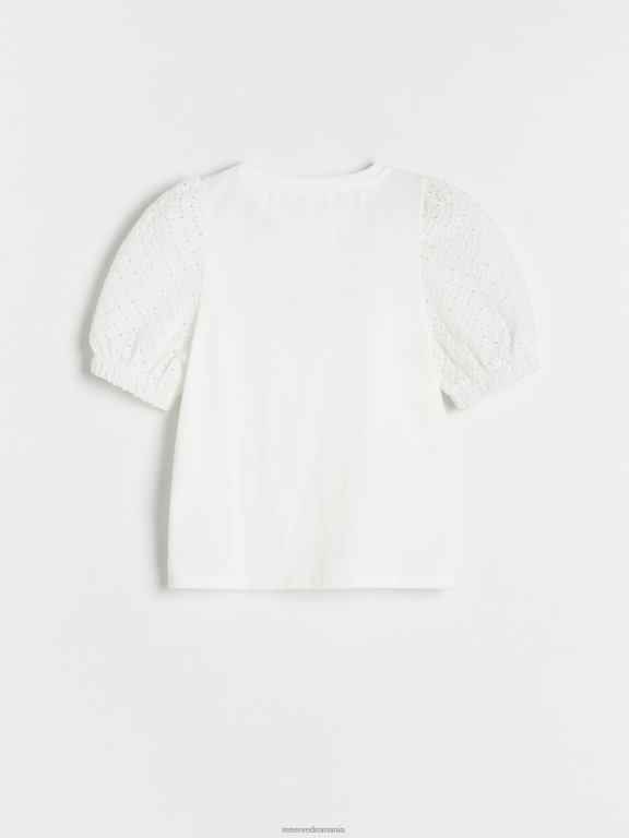 cremă Reserved fetelor îmbrăcăminte bluză cu mâneci decorative 648HZ1835