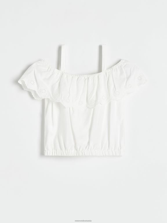 cremă Reserved fetelor îmbrăcăminte bluză cu umeri reci 648HZ1979