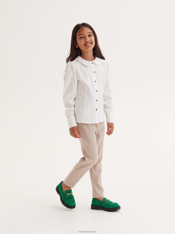 cremă Reserved fetelor îmbrăcăminte cămașă din bumbac cu guler 648HZ1749