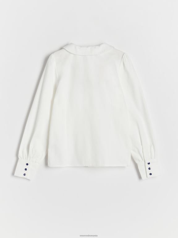 cremă Reserved fetelor îmbrăcăminte cămașă din bumbac cu guler 648HZ1749