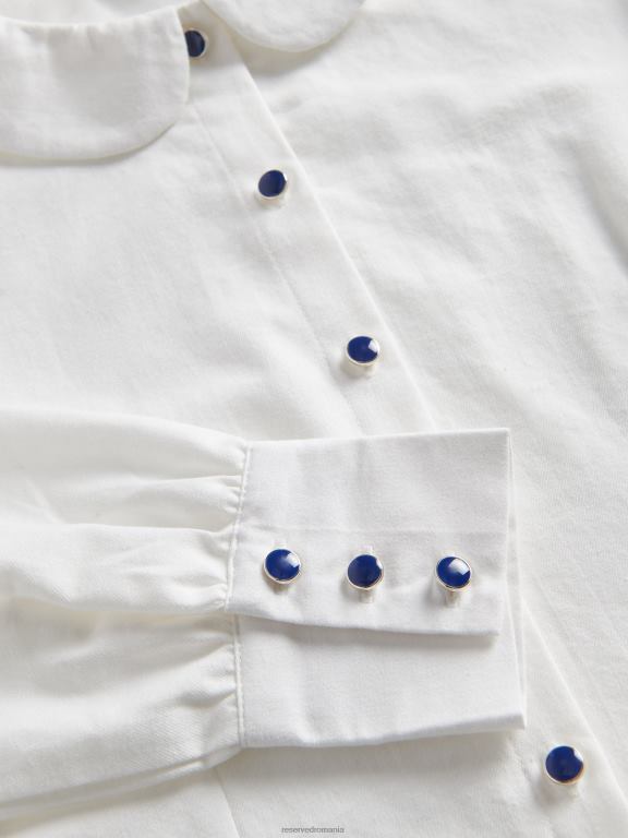 cremă Reserved fetelor îmbrăcăminte cămașă din bumbac cu guler 648HZ1749