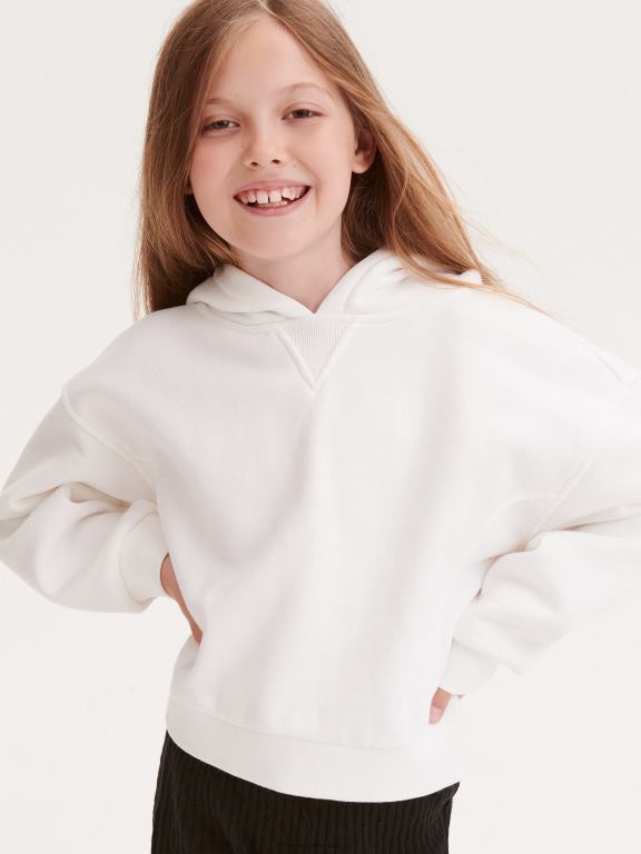 cremă Reserved fetelor îmbrăcăminte hanorac cu gluga 648HZ1774