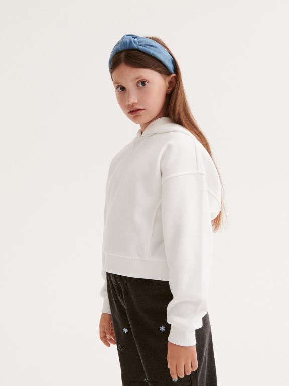 cremă Reserved fetelor îmbrăcăminte hanorac cu gluga 648HZ1774