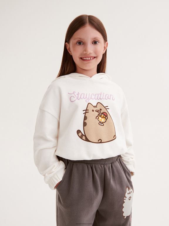 cremă Reserved fetelor îmbrăcăminte hanorac decupat pusheen 648HZ1838