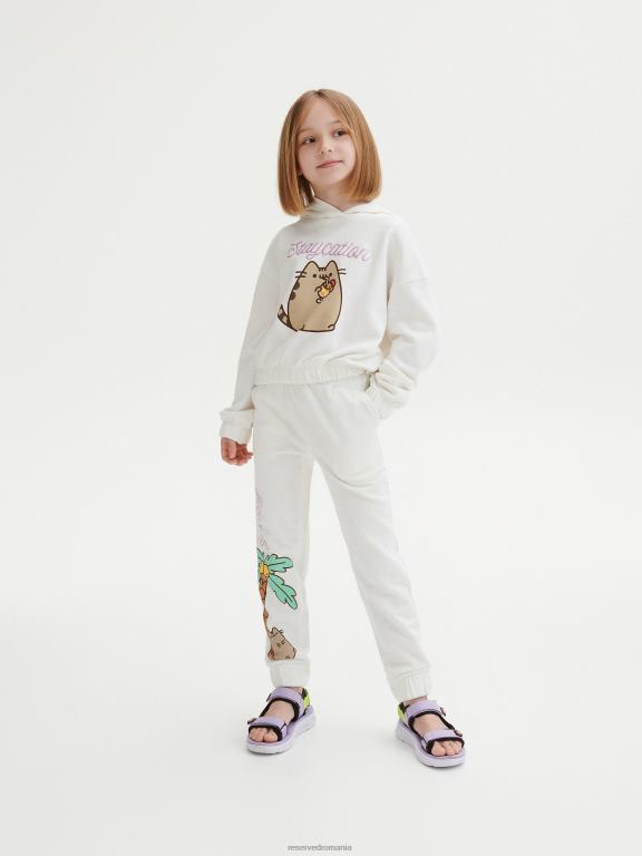 cremă Reserved fetelor îmbrăcăminte pantaloni de trening pusheen 648HZ1981