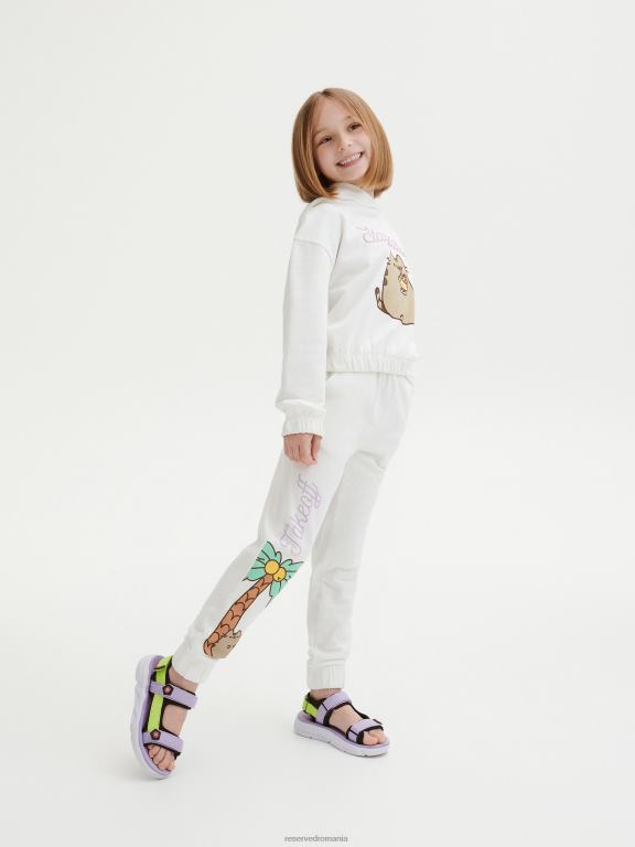 cremă Reserved fetelor îmbrăcăminte pantaloni de trening pusheen 648HZ1981