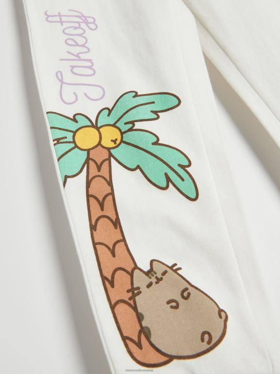 cremă Reserved fetelor îmbrăcăminte pantaloni de trening pusheen 648HZ1981