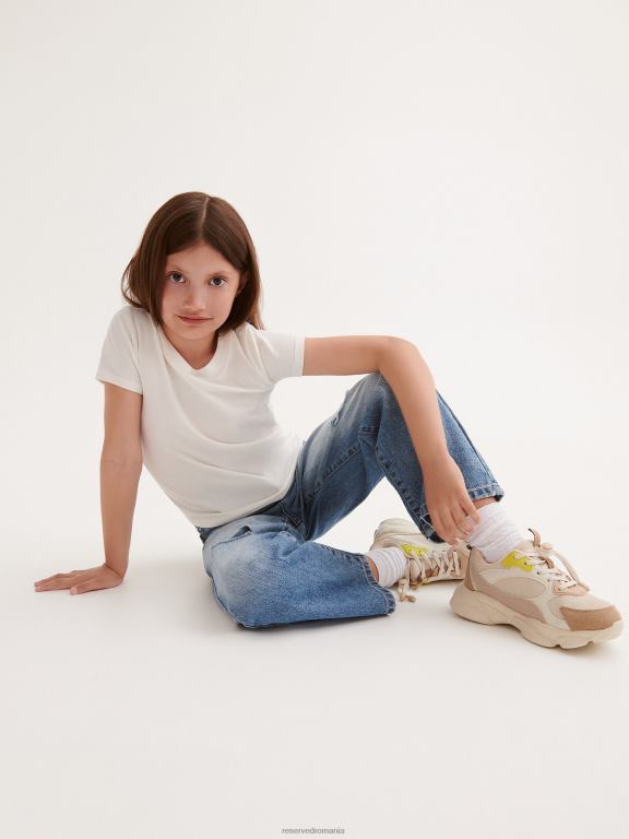 cremă Reserved fetelor îmbrăcăminte top din jerseu moale 648HZ1837