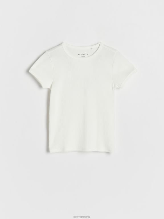 cremă Reserved fetelor îmbrăcăminte tricou bogat din bumbac tricot în coastă 648HZ1942