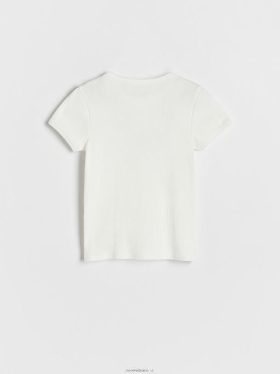 cremă Reserved fetelor îmbrăcăminte tricou bogat din bumbac tricot în coastă 648HZ1942