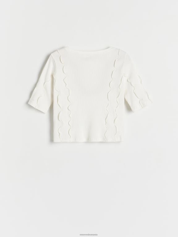 cremă Reserved fetelor îmbrăcăminte tricou cu cusături 648HZ1846