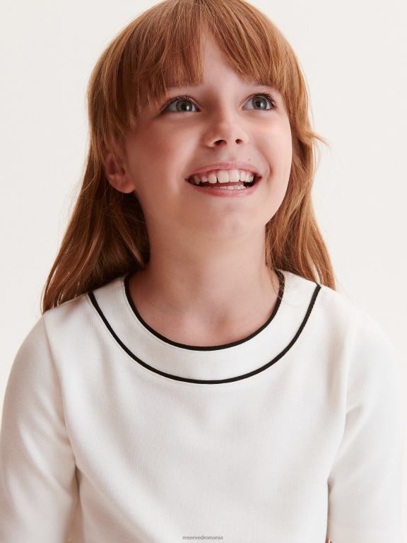 cremă Reserved fetelor îmbrăcăminte tricou cu cusături 648HZ2001