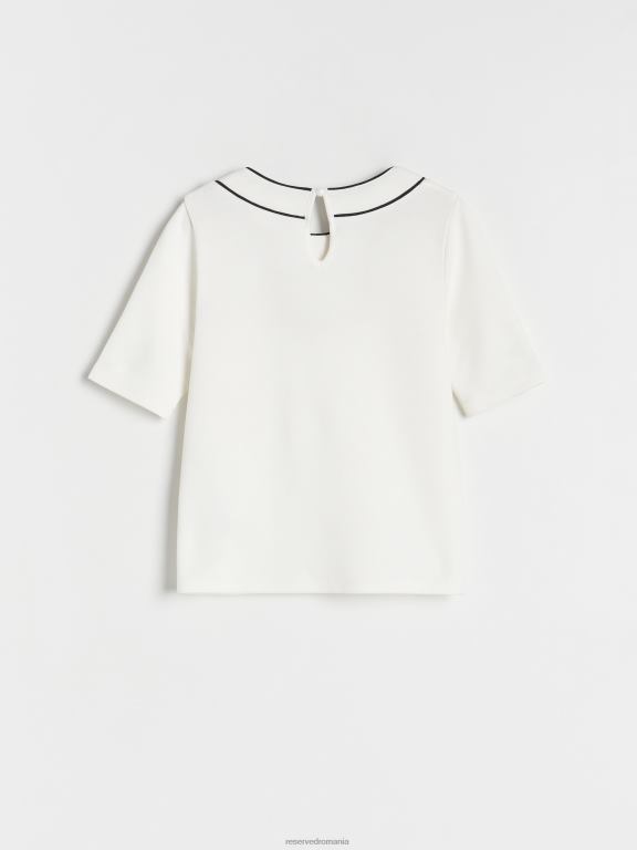 cremă Reserved fetelor îmbrăcăminte tricou cu cusături 648HZ2001