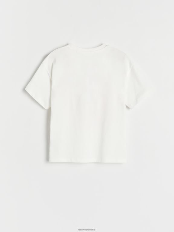 cremă Reserved fetelor îmbrăcăminte tricou cu imprimeu 648HZ1811