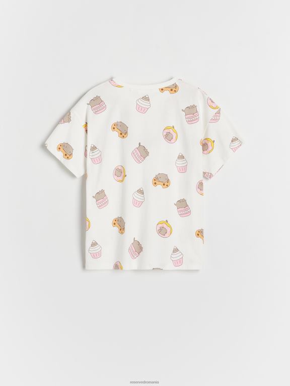 cremă Reserved fetelor îmbrăcăminte tricou cu imprimeu pusheen 648HZ1716