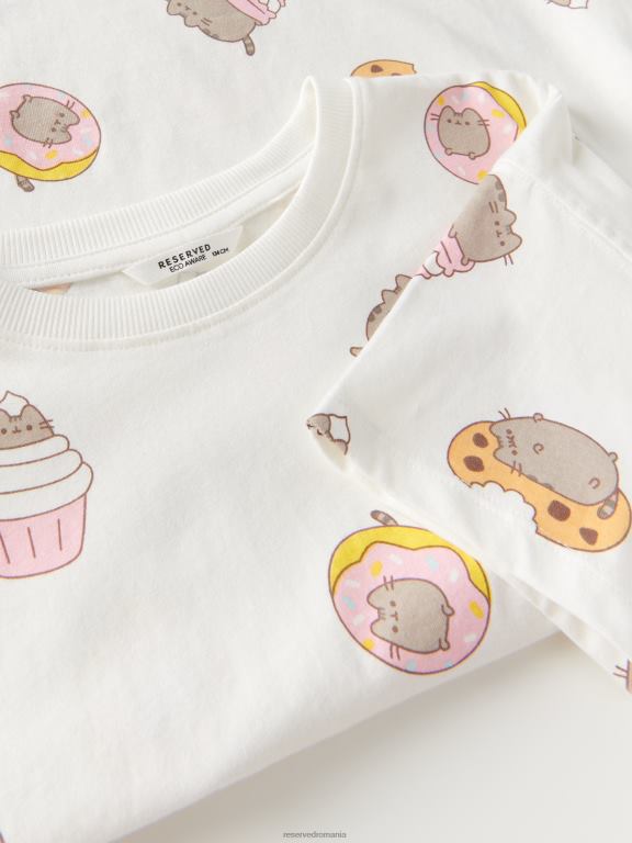 cremă Reserved fetelor îmbrăcăminte tricou cu imprimeu pusheen 648HZ1716
