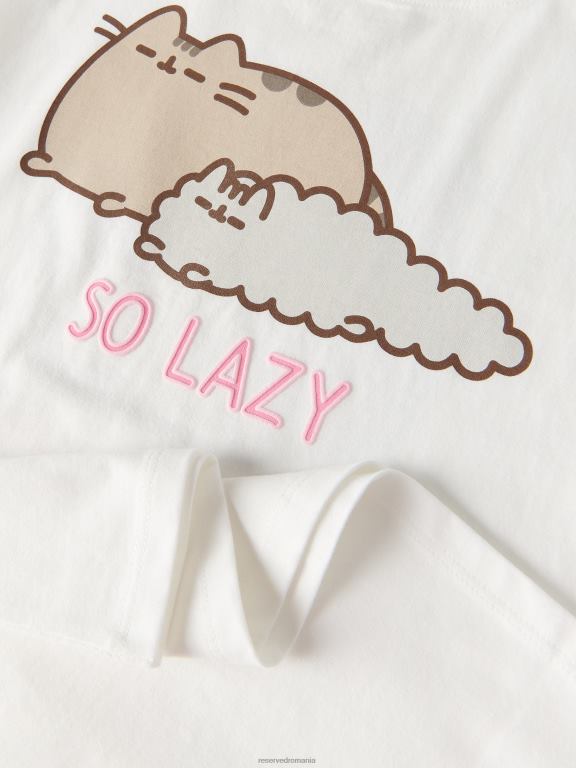 cremă Reserved fetelor îmbrăcăminte tricou cu imprimeu pusheen 648HZ1873