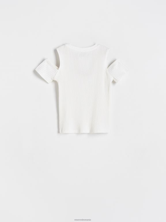 cremă Reserved fetelor îmbrăcăminte tricou cu umeri reci 648HZ1897