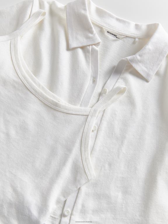 cremă Reserved fetelor îmbrăcăminte tricou din amestec de in 648HZ1841