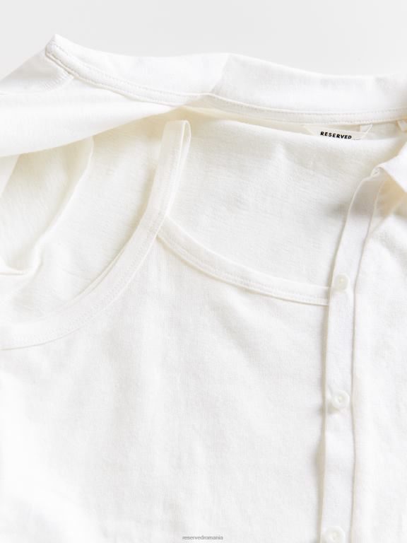 cremă Reserved fetelor îmbrăcăminte tricou din amestec de in 648HZ1841